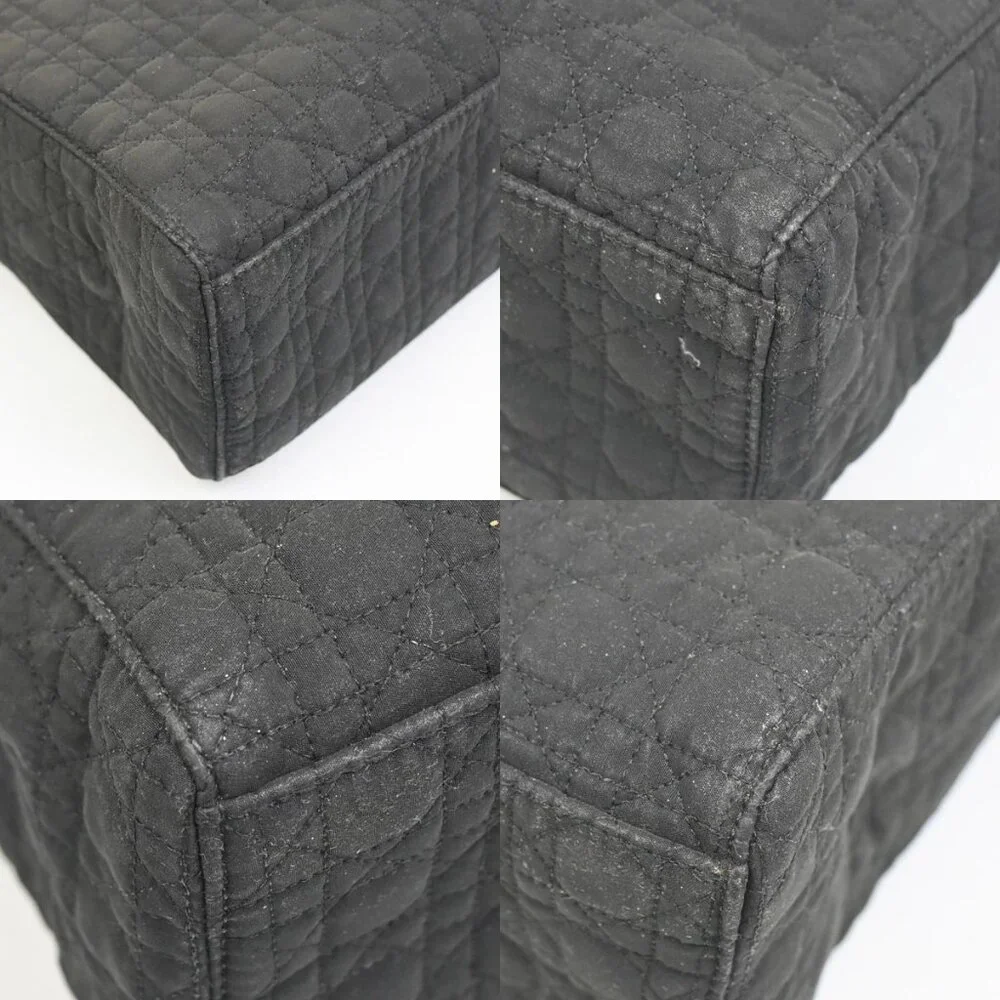 CHRISTIAN DIOR Logo Lady Cannage Hand Bag Nylon Leather Black GHW Italy 76ZA109 - Picture 15 of 16